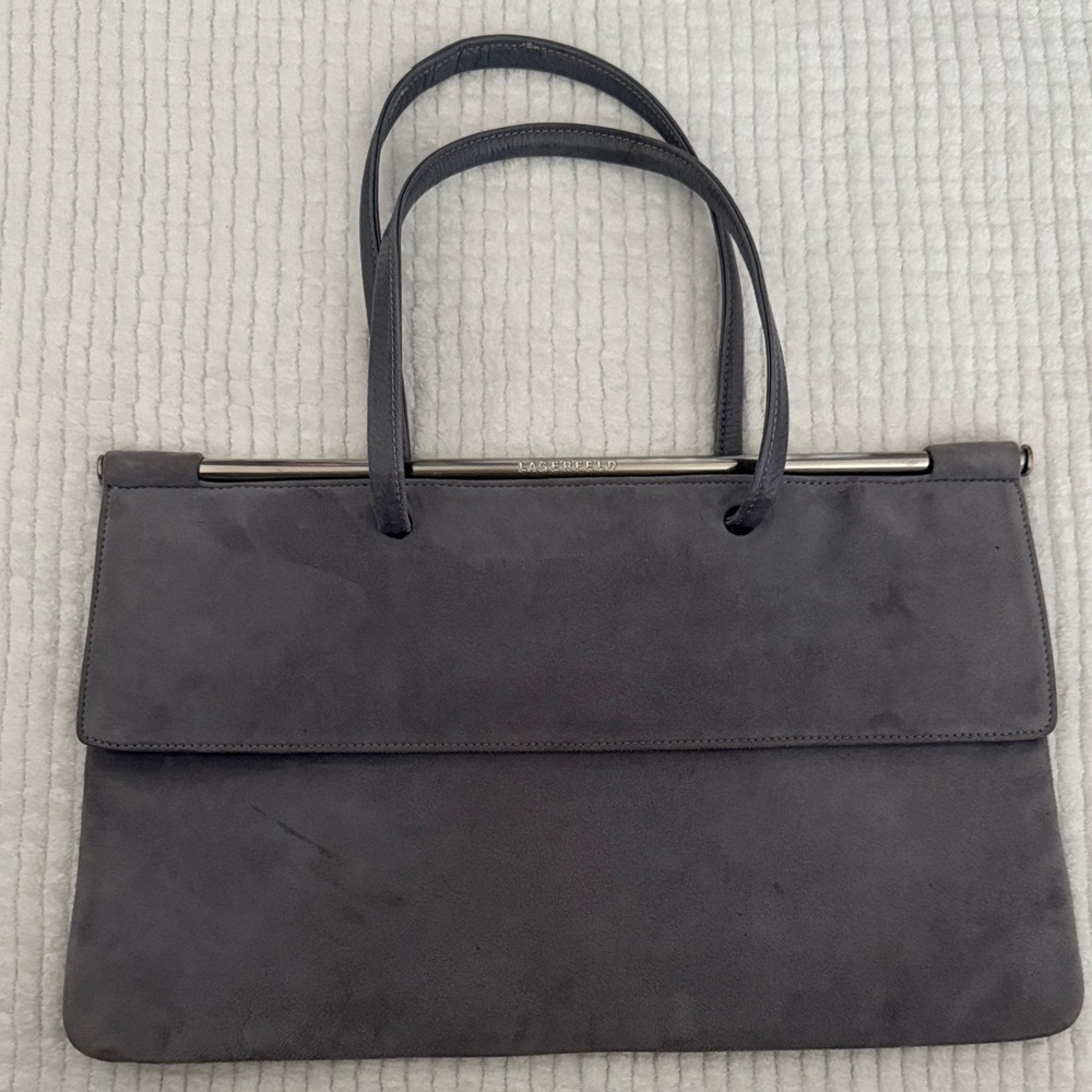Karl Lagerfeld Suede Gray Shoulder Bag